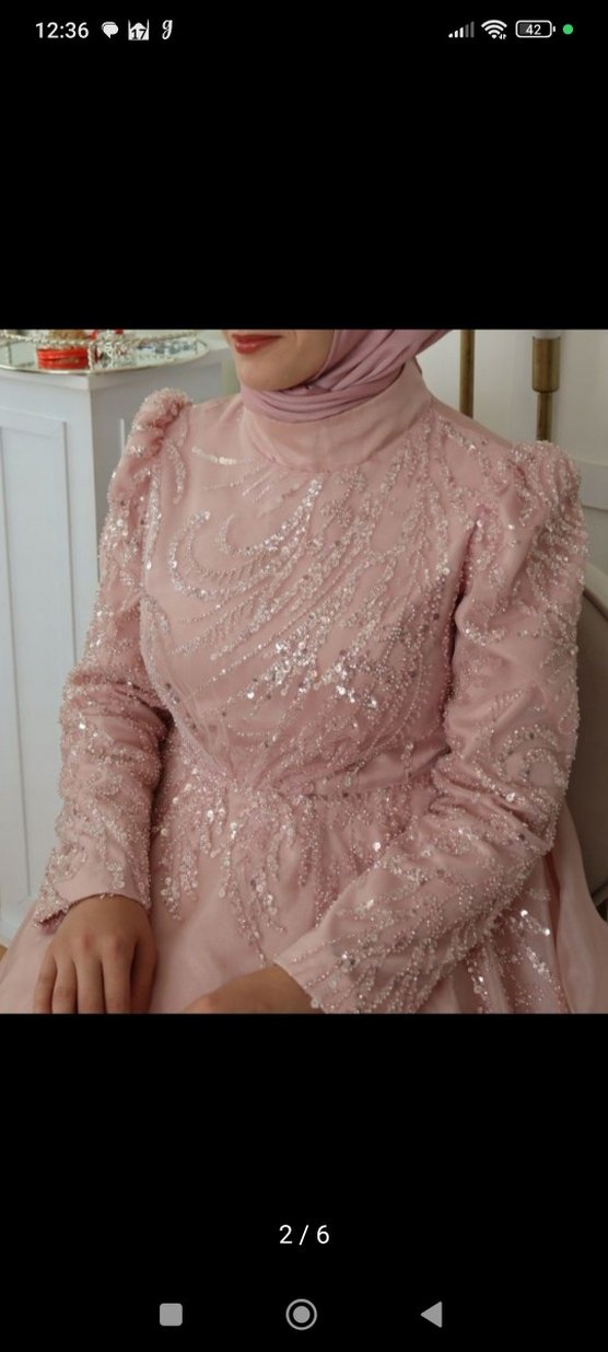 Pudra Pembe Tesettür Abiye - Görsel 2