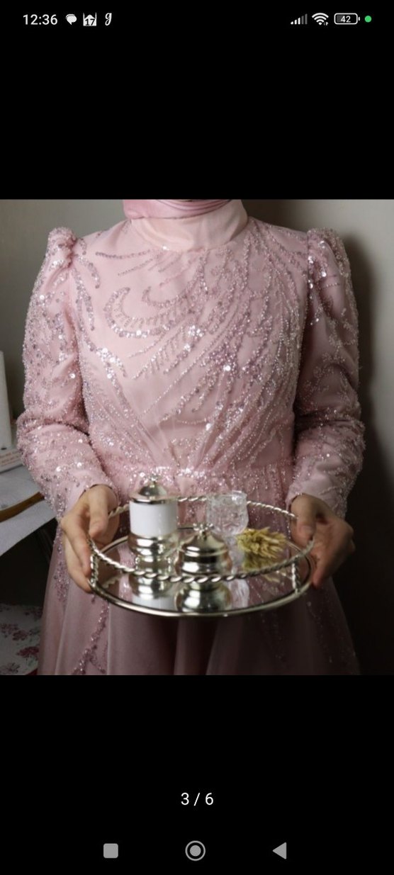 Pudra Pembe Tesettür Abiye - Görsel 5