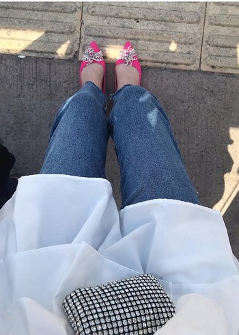 Pembe Tokalı Denim Kadın Günlük Ayakkabı