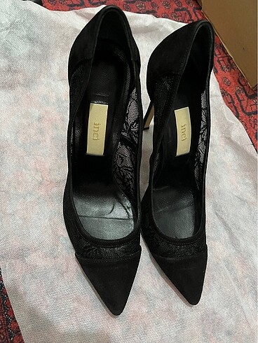 38 Beden Dantelli hakiki süet deri Stiletto
