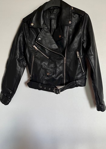 Kadın Siyah Deri Biker Ceket
