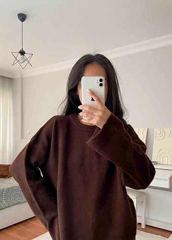 Kahverengi Kadın Süet Salaş kazak - Görsel 3