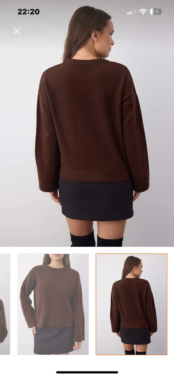 Kahverengi Kadın Süet Salaş kazak - Görsel 2