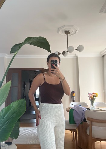 Beyaz triko pantolon - Görsel 2