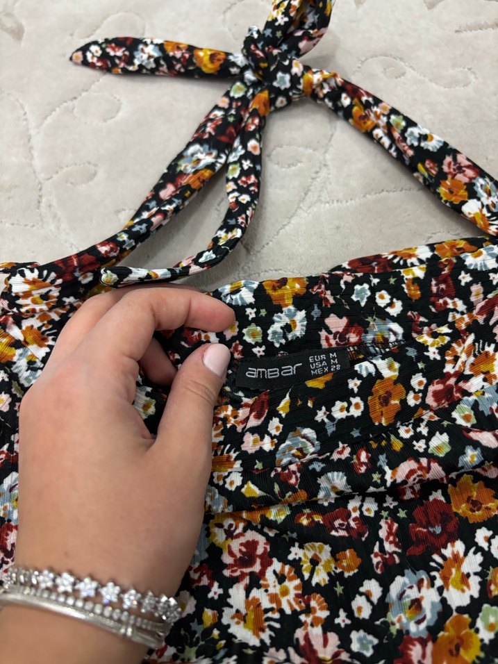 Çiçek Desenli Kısa Kadın Mini Etek - Görsel 4