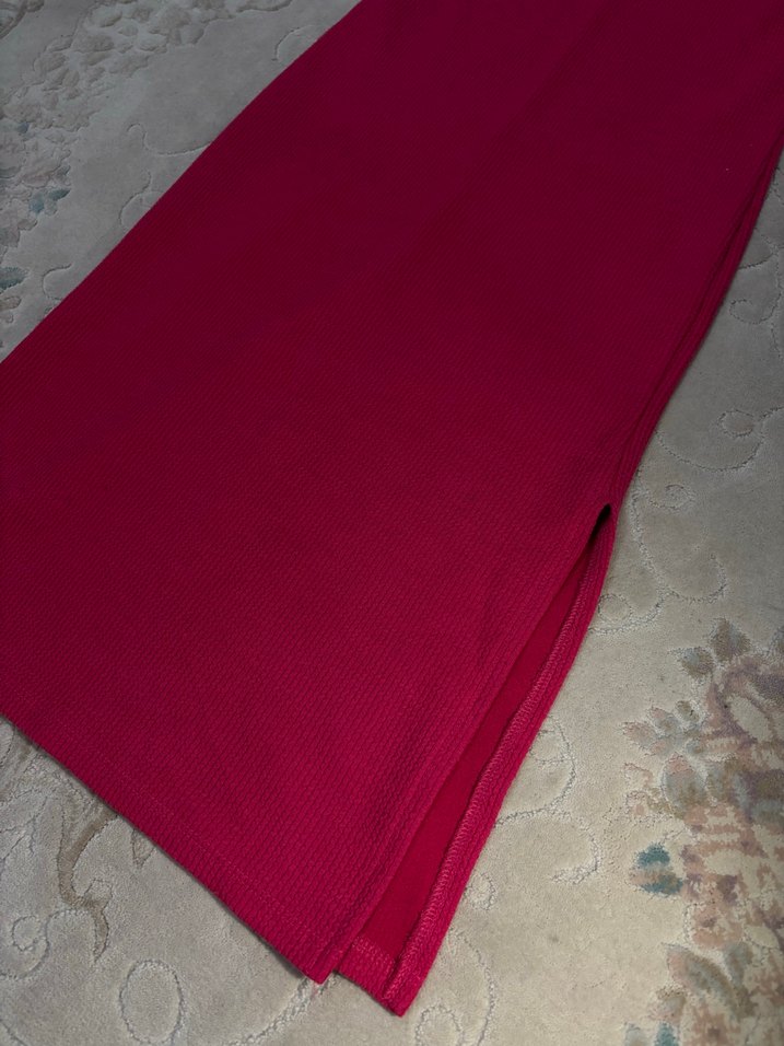 Pembe Sıfır Yaka Uzun Elbise - Görsel 2