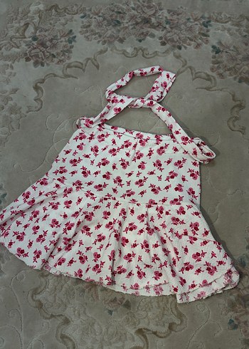 Pembe Çiçek Desenli İçi Şortlu Etek - Görsel 2