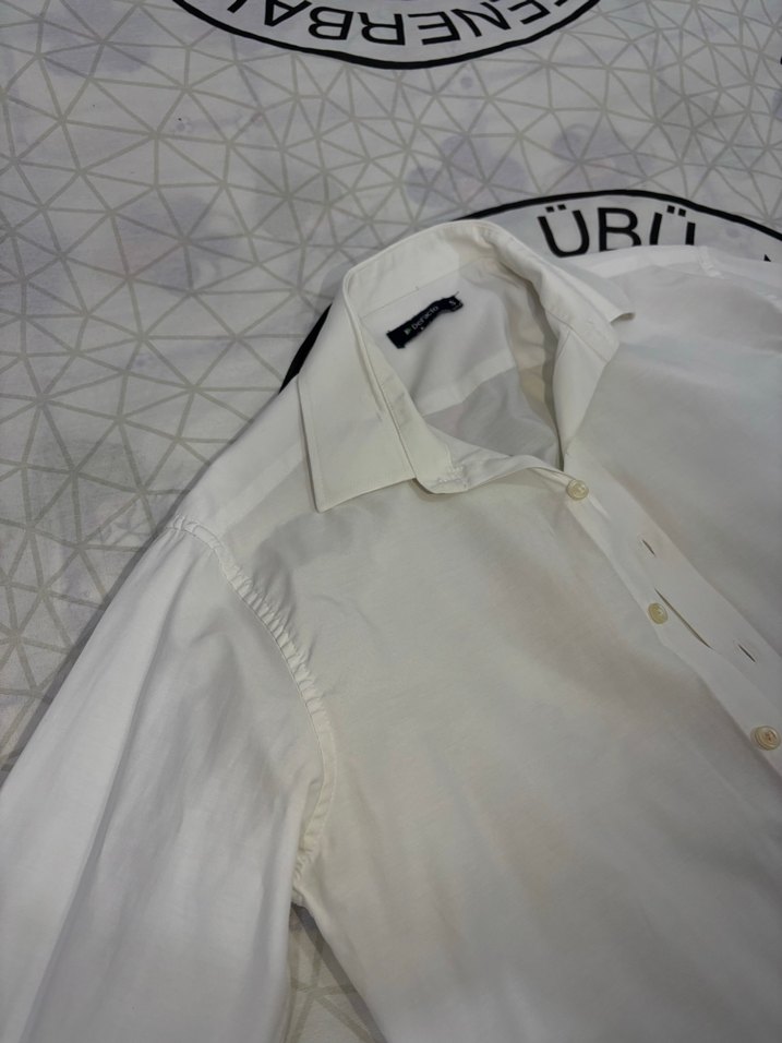 Beyaz Klasik Uzun Kollu Keten Gömlek - Görsel 3