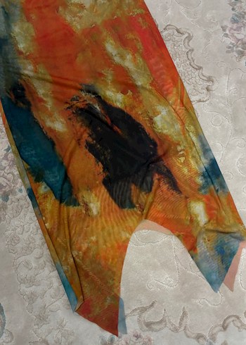 Uzun Kol Bağlama Desenli Bohem Elbise - Görsel 2