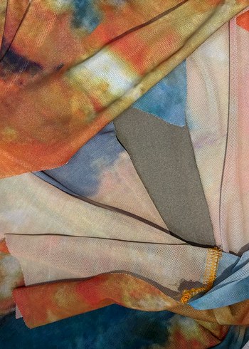 Uzun Kol Bağlama Desenli Bohem Elbise - Görsel 3