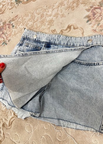 Defacto Mini Kot Şort Etek - Görsel 3