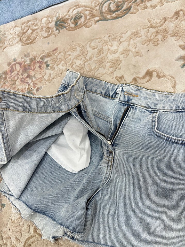 Defacto Mini Kot Şort Etek - Görsel 2