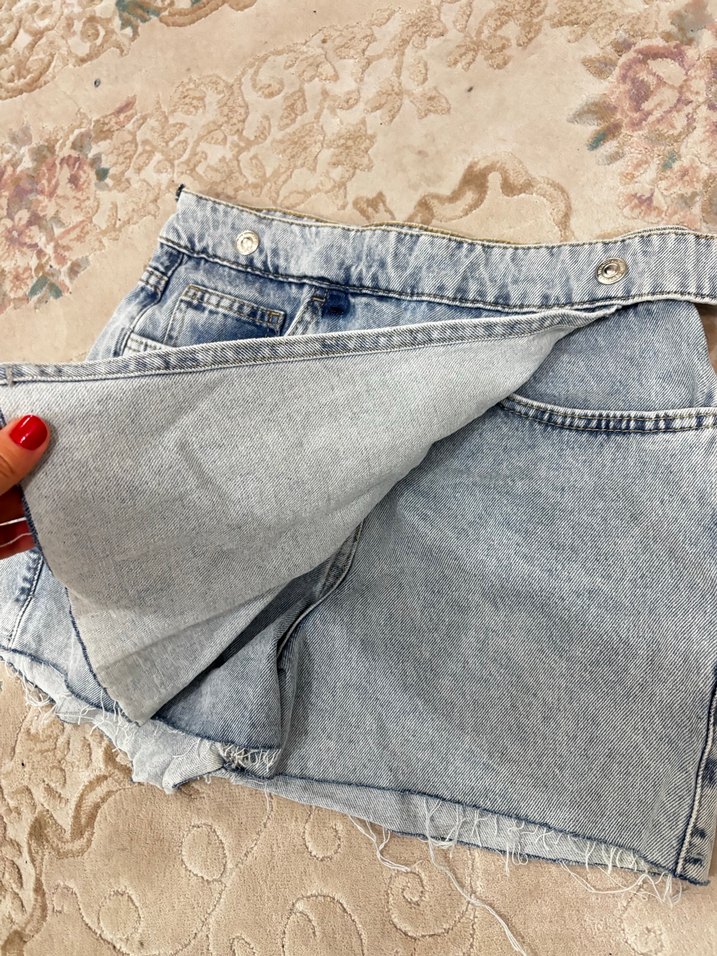 Defacto Mini Kot Şort Etek - Görsel 3