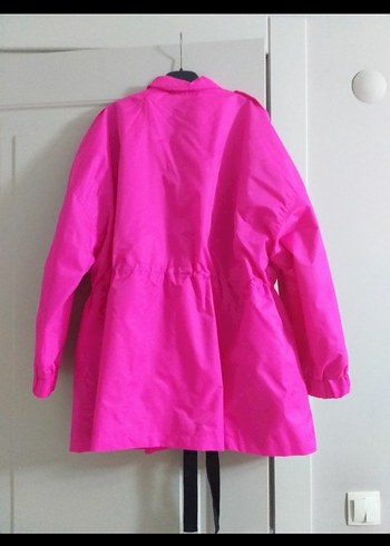 Fuşya Kemerli Mini Kadın Yağmurluk - Görsel 4
