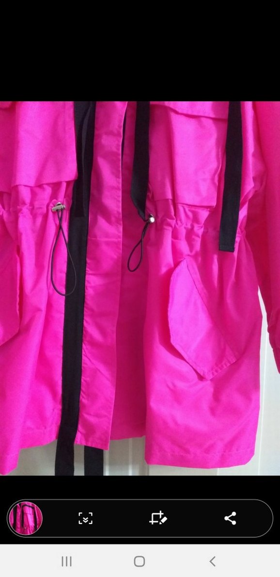 Fuşya Kemerli Mini Kadın Yağmurluk - Görsel 3