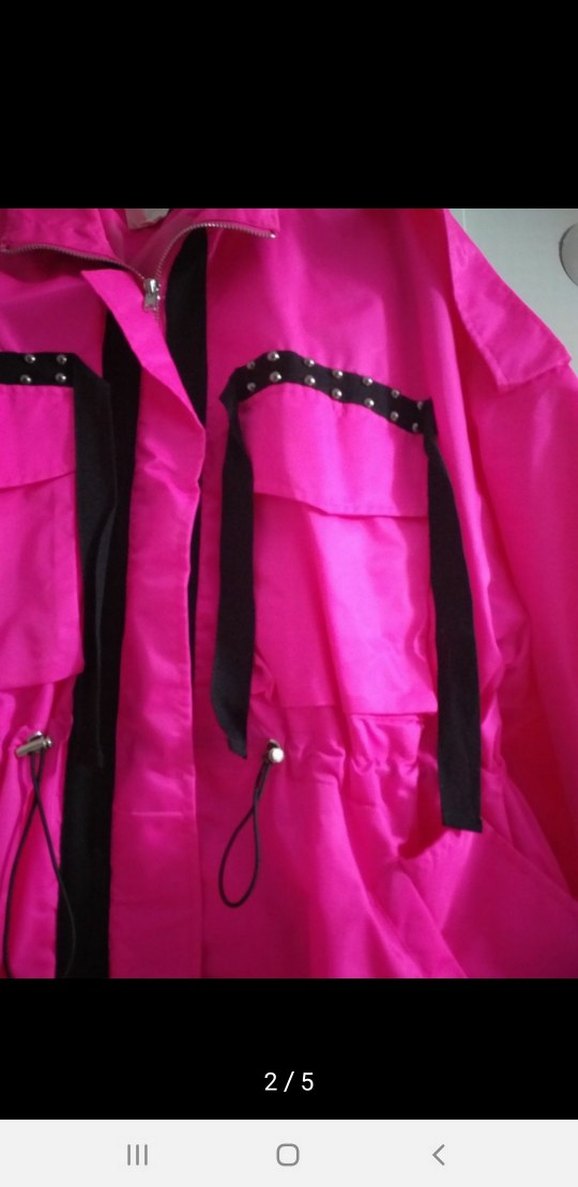 Fuşya Kemerli Mini Kadın Yağmurluk - Görsel 2