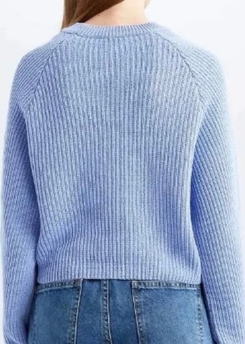 Kadın Mavi Örgü Bisiklet Yaka Kazak - Görsel 4
