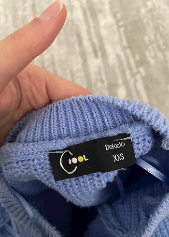 Kadın Mavi Örgü Bisiklet Yaka Kazak - Görsel 3