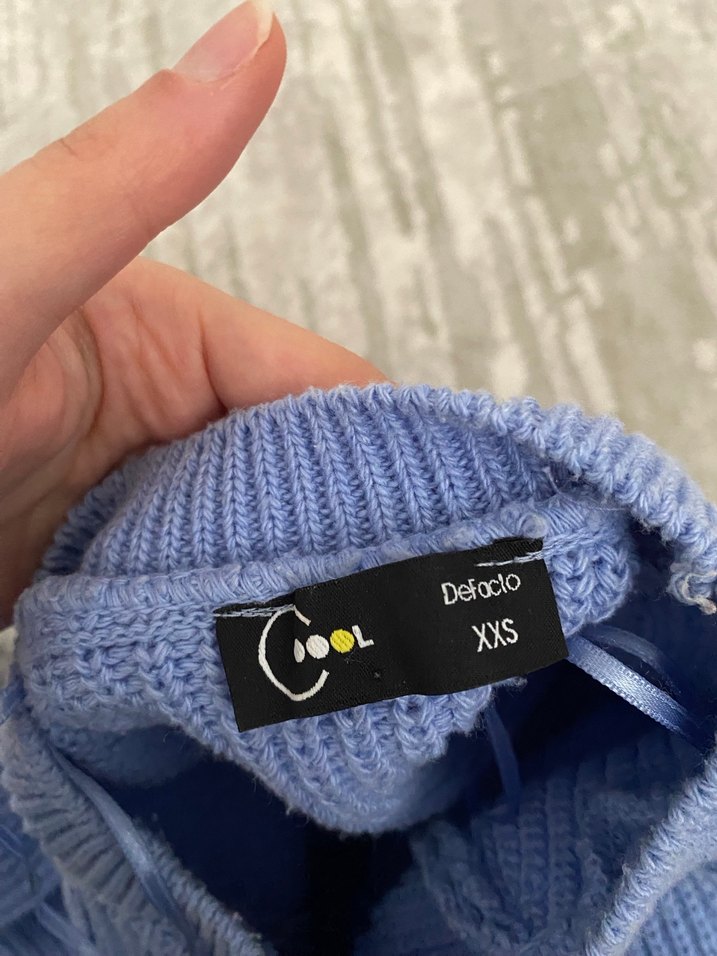 Kadın Mavi Örgü Bisiklet Yaka Kazak - Görsel 3