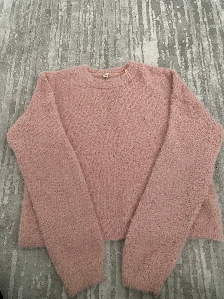 Pudra pembesi uzun kollu kazak - Görsel 2