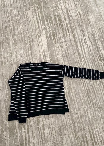 Çizgili Lacivert Kadın Triko Sweatshirt - Görsel 2