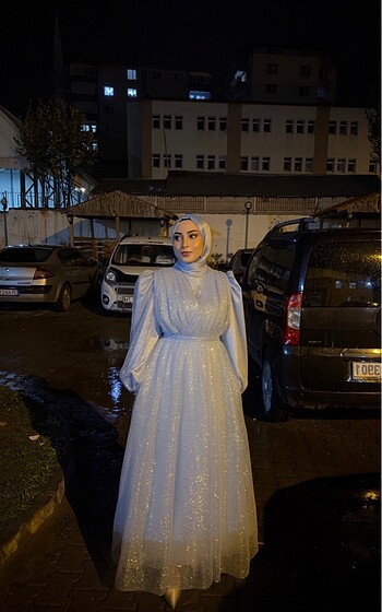 Tasarımcı TUĞÇE ÖZKURT BEBE MAVİ SİMLİ HELEN ABİYE ELBİSE