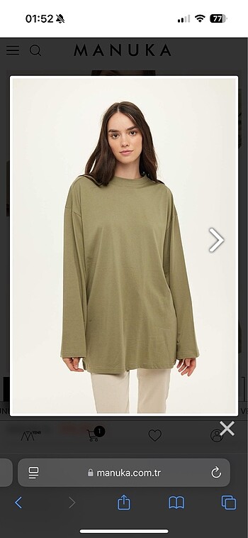 MANUKA GENİŞ KOL OVERSIZE TSHIRT AÇIK HAKİ- ANTRASİT