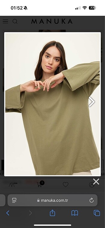 Diğer MANUKA GENİŞ KOL OVERSIZE TSHIRT AÇIK HAKİ- ANTRASİT