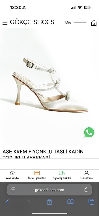 Diğer KREM FİYONKLU TAŞLI SATEN TOPUKLU AYAKKABI