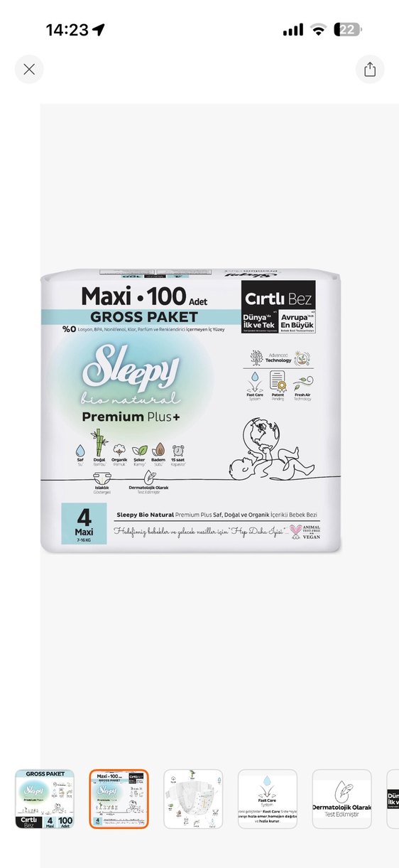 Sleepy Premium Plus+ Maxi 100 Adet Çırtlı Bez - Görsel 2