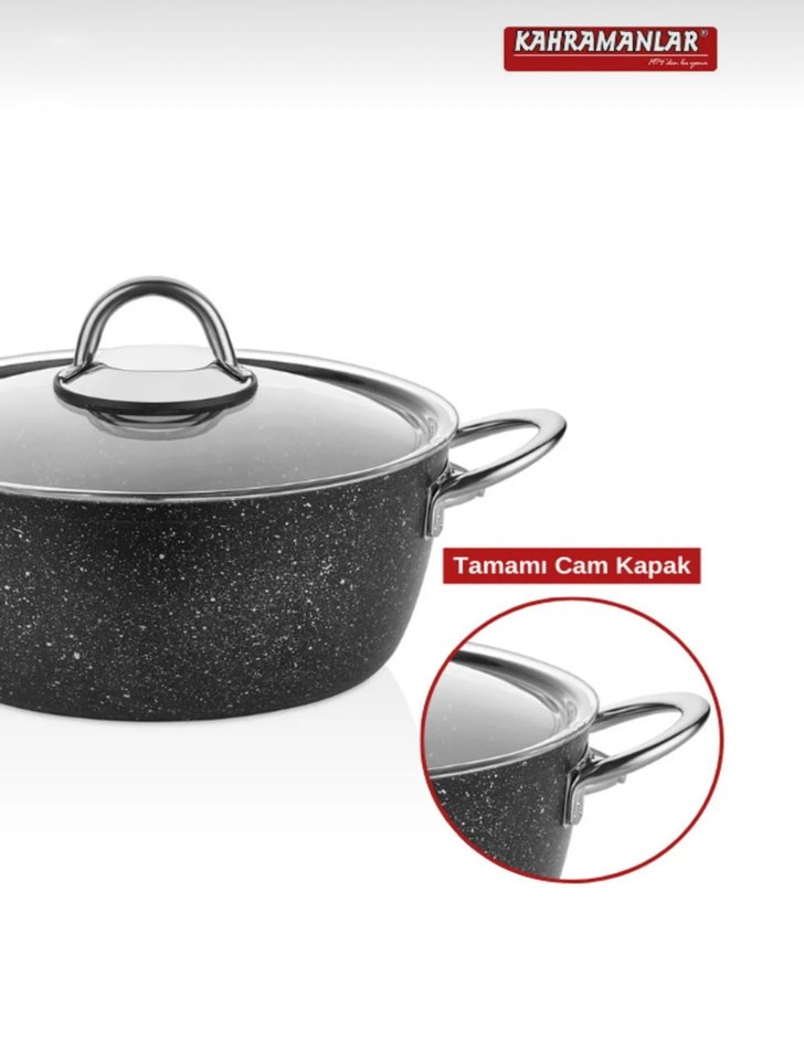 Kahramanlar Siyah Granit Tencere Seti - Görsel 3