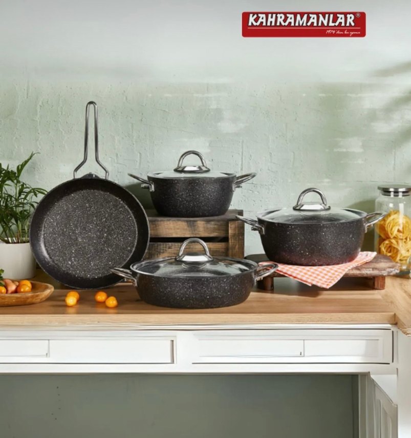 Kahramanlar Siyah Granit Tencere Seti - Görsel 4