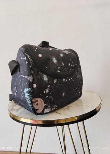 Çocuklar İçin Termo Beslenme Çantası Siyah Uzay Temalı - Görsel 6