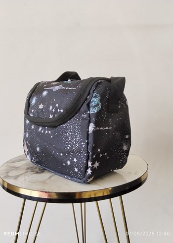 Çocuklar İçin Termo Beslenme Çantası Siyah Uzay Temalı - Görsel 5