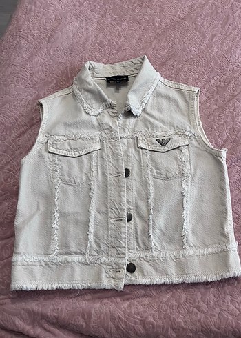 Armani Ekru Denim Kolsuz Ceket 8 Yas