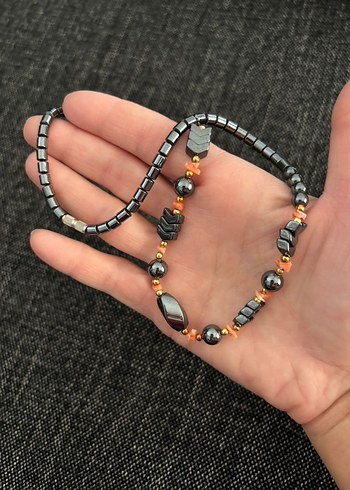 YENİ 2 adet mercan hematit taşlı kolye - Görsel 3