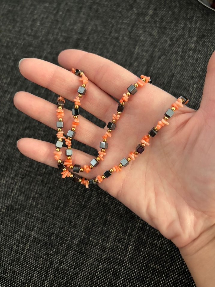 YENİ 2 adet mercan hematit taşlı kolye - Görsel 2