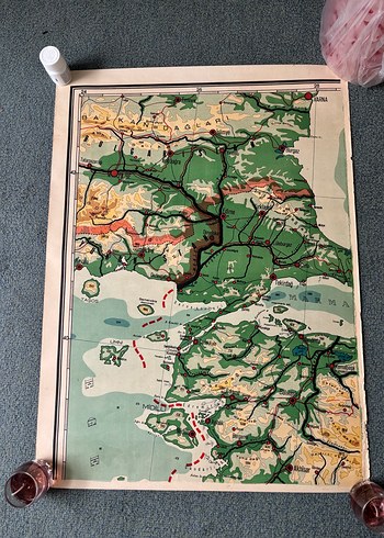 MEB 1940 Baskısı 10 Parça Büyük Boy Türkiye Coğrafya Haritası - Görsel 5