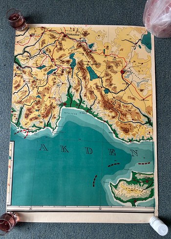 MEB 1940 Baskısı 10 Parça Büyük Boy Türkiye Coğrafya Haritası - Görsel 8