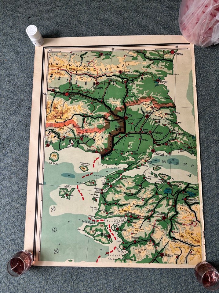 MEB 1940 Baskısı 10 Parça Büyük Boy Türkiye Coğrafya Haritası - Görsel 5