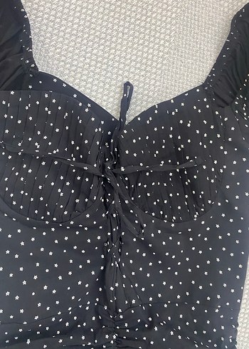 Siyah Puantiyeli Fırfırlı Mini Elbise - Görsel 2