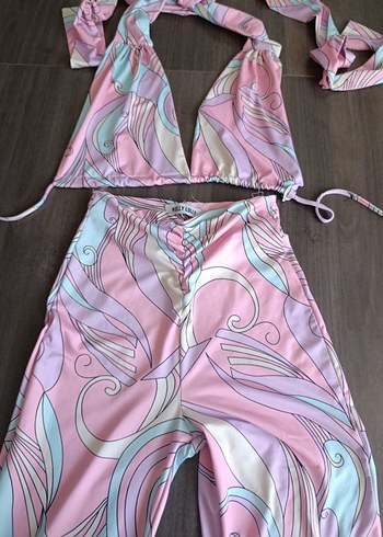 Pembe Bağcıklı Mini Bohem Tulum