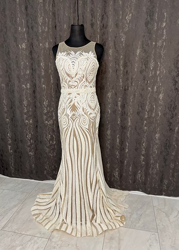 Bej Bohem Uzun Balık Gelinlik - Görsel 9