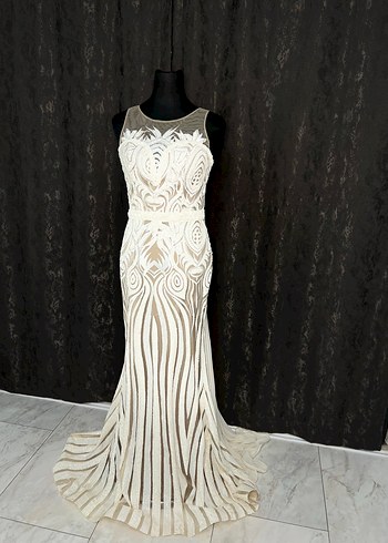 Bej Bohem Uzun Balık Gelinlik - Görsel 6