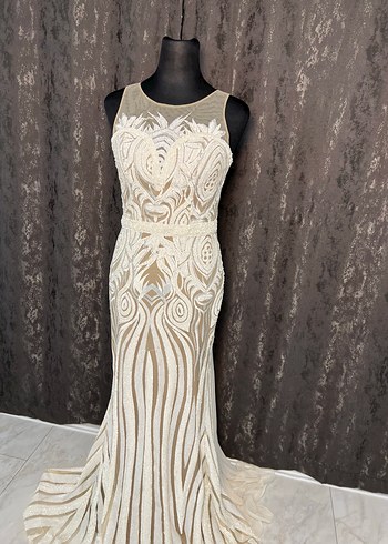 Bej Bohem Uzun Balık Gelinlik - Görsel 7