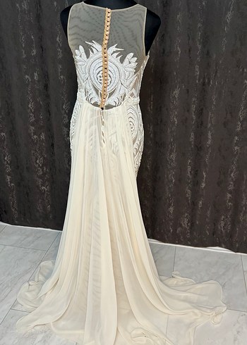 Bej Bohem Uzun Balık Gelinlik - Görsel 5