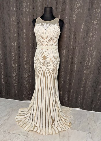 Bej Bohem Uzun Balık Gelinlik - Görsel 8