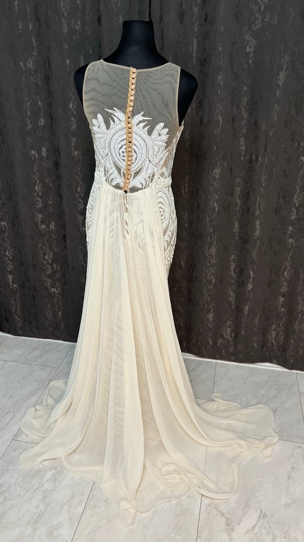 Bej Bohem Uzun Balık Gelinlik - Görsel 5