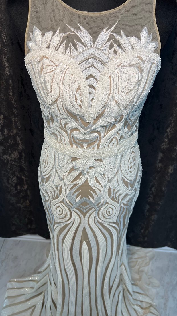 Bej Bohem Uzun Balık Gelinlik - Görsel 4