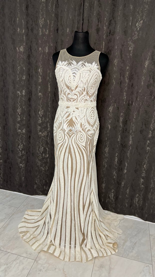 Bej Bohem Uzun Balık Gelinlik - Görsel 2